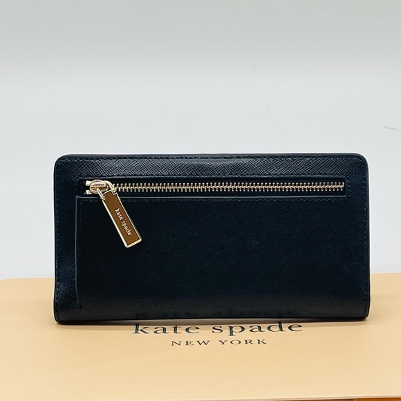 Kate Spade Staci Large Slim Bifold Wallet Black - Picture 3 of 7